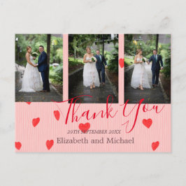 Wedding Red Heart Modern Wedding Bedankt Briefkaart