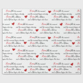 Wedding Red Hearts and Romantic Quote Cadeaupapier (Vlak)