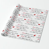 Wedding Red Hearts and Romantic Quote Cadeaupapier (Uitgerold)