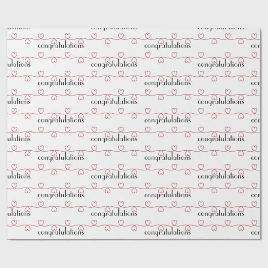 Wedding Red Hearts op White Cadeaupapier (Vlak)
