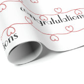 Wedding Red Hearts op White Cadeaupapier (Rol Hoek)
