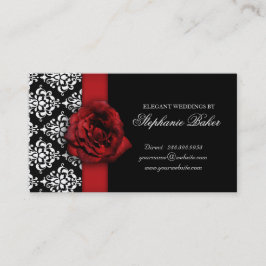 Wedding Red Rose Damask Afspraak Afsprakenkaartje