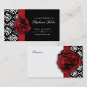 Wedding Red Rose Damask Afspraak Afsprakenkaartje (Voorkant / Achterkant)