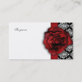 Wedding Red Rose Damask Afspraak Afsprakenkaartje (Achterkant)