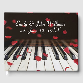 Wedding Red Rose Petals on Piano Keys Gastenboek