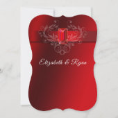 Wedding Red Satin Ribbon Sparkling Ruby Kaart (Voorkant)