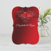 Wedding Red Satin Ribbon Sparkling Ruby Kaart (Staand voorkant)