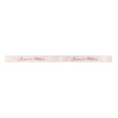 Wedding Red Script Blush Pink Simple Calligraphy Satijnen Lint (Voorkant)