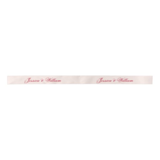 Wedding Red Script Blush Pink Simple Calligraphy Satijnen Lint (Voorkant)