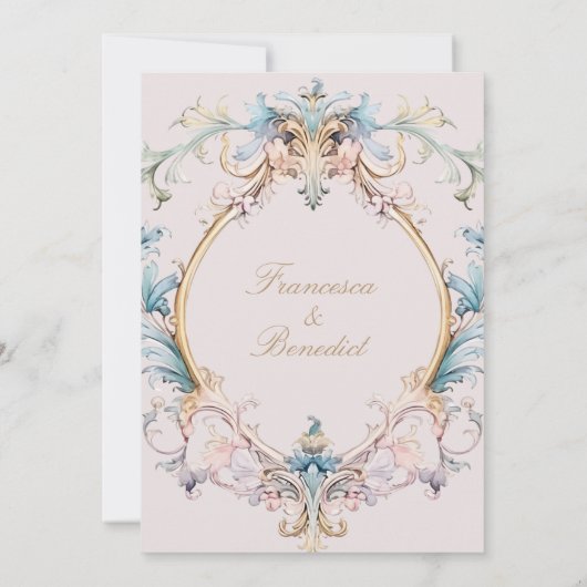 Wedding Regency  Barok Pink Invitation (Achterkant)