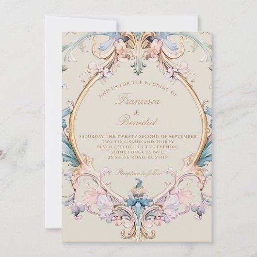 Wedding Regency Elegante  Barok Uitnodiging (Voorkant)