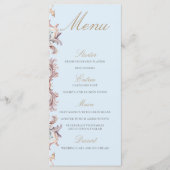 Wedding Regency Era Monogram Blauw Menu (Voorkant)