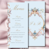 Wedding Regency Era Monogram Blauw Menu