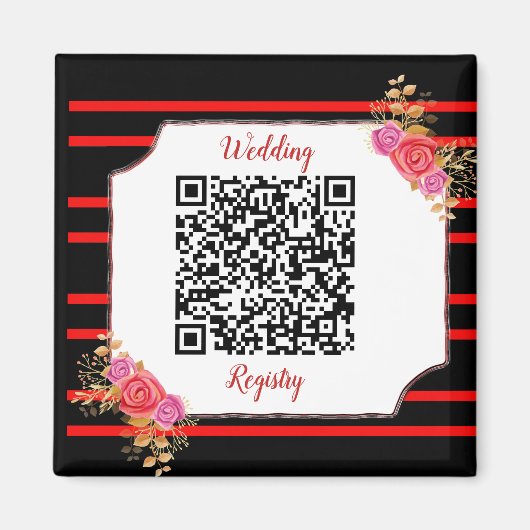 Wedding Registry Custom QR Code and Text Magneet (Voorkant)