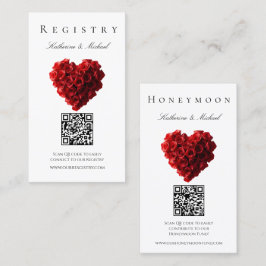 Wedding Registry-Heart Shaped Red Roses- Visitekaartje