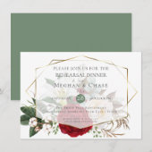 Wedding Rehearsal | Bourgogne Peony Floral Spray Kaart (Voorkant / Achterkant)