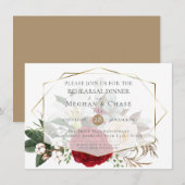 Wedding Rehearsal | Bourgogne Peony Floral Spray Kaart (Voorkant / Achterkant)