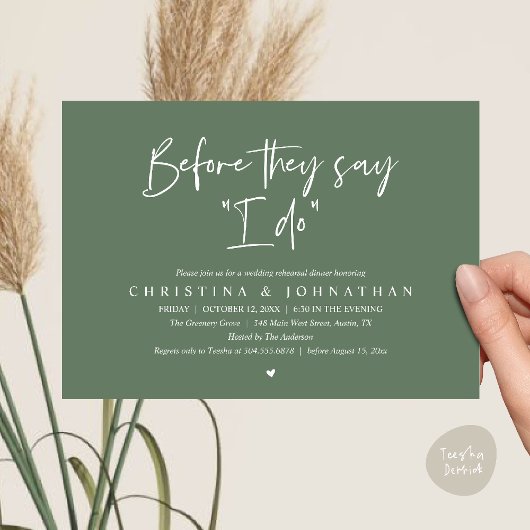 Wedding Rehearsal Dinner, Before They Say "I Do" Kaart