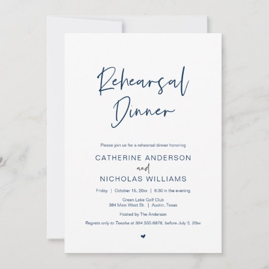 Wedding Rehearsal Dinner en party viering Inv Kaart (Voorkant)