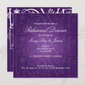 Wedding Rehearsal Dinner Love Flourish Paars Kaart (Voorkant / Achterkant)