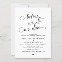 Wedding Rehearsal Dinner, Simple Classy Black,