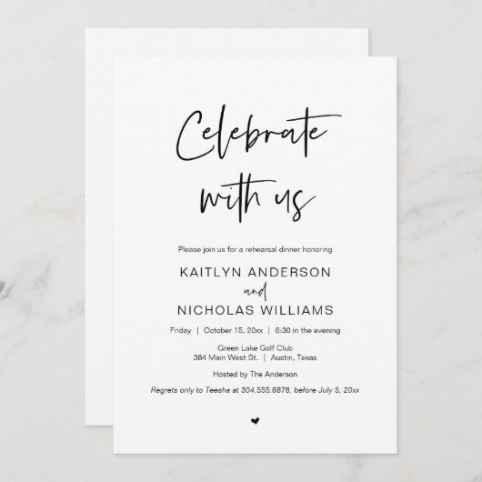 Wedding Rehearsal Dinner, vieren met ons Kaart (Voorkant / Achterkant)