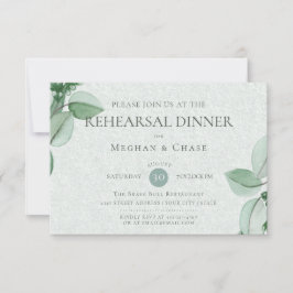 Wedding Rehearsal | Elegant Waterverf Eucalyptus Kaart