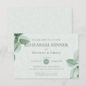 Wedding Rehearsal | Elegant Waterverf Eucalyptus Kaart (Voorkant / Achterkant)