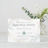 Wedding Rehearsal | Groene botanische grijze Jade Kaart (Staand voorkant)