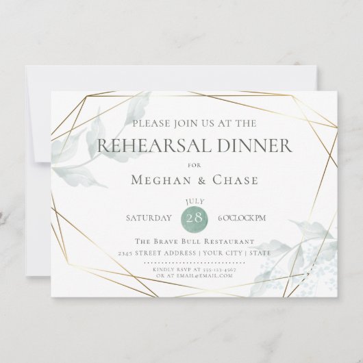Wedding Rehearsal | Groene botanische grijze Jade Kaart (Voorkant)