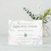 Wedding Rehearsal | Groene botanische grijze Jade Kaart (Staand voorkant)