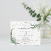 Wedding Rehearsal | Moderne elegante tropische bla Kaart (Staand voorkant)