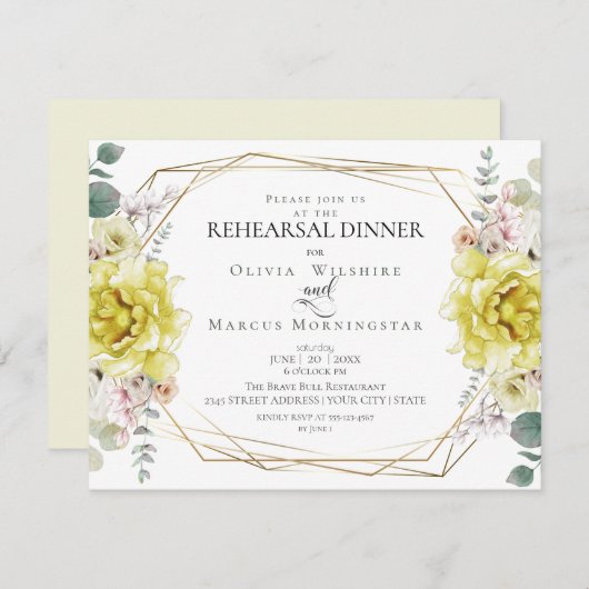 Wedding Rehearsal | Waterverf Gele pony's Kaart (Voorkant / Achterkant)