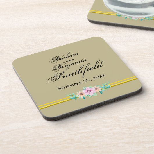 Wedding Remembrance Floral - Personalize Bier Onderzetter (Linkerzijde)