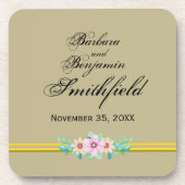Wedding Remembrance Floral - Personalize Bier Onderzetter (Voorkant)