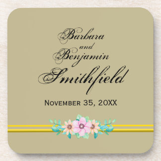 Wedding Remembrance Floral - Personalize Bier Onderzetter