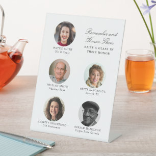 Wedding Remembrance Vijf foto cocktail menu Reclamebord Met Voetstuk