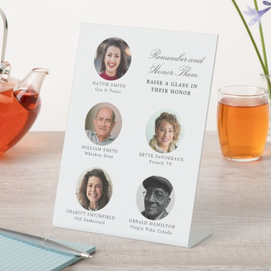 Wedding Remembrance Vijf foto cocktail menu Reclamebord Met Voetstuk (Insitu)