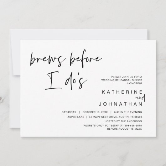 Wedding-repetitie diner, Brew voor ik het doe Kaart (Voorkant)