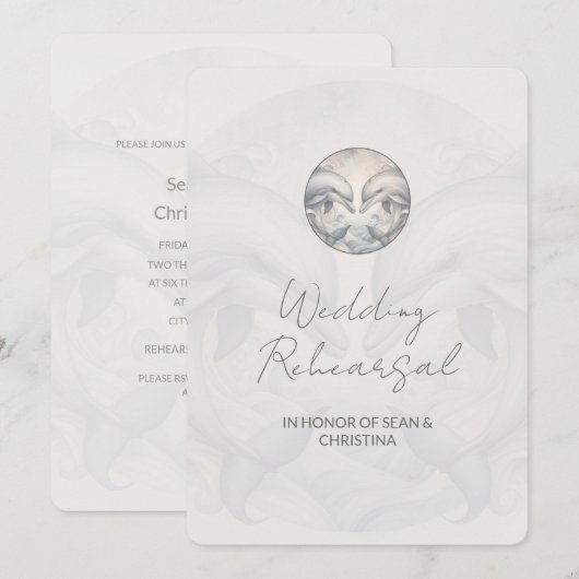 Wedding Repetitie Diner Uitnodiging Dolfijn Thema (Voorkant / Achterkant)