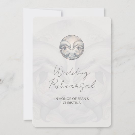 Wedding Repetitie Diner Uitnodiging Dolfijn Thema (Voorkant)