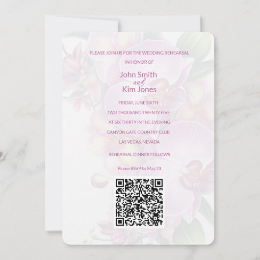 Wedding repetitie en diner uitnodiging QR-code (Achterkant)