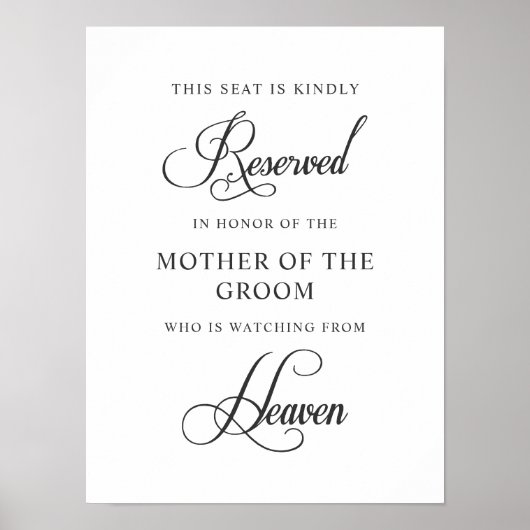 Wedding Reserved Memorial Zitbord Poster (Voorkant)