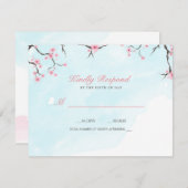 Wedding Response Kaart | Waterverf kersenbloesems (Voorkant / Achterkant)