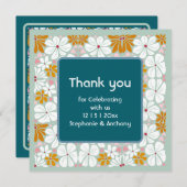 Wedding Retro Bloemen Groovy 70s Boho bedankt (Voorkant / Achterkant)