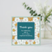 Wedding Retro Bloemen Groovy 70s Boho bedankt (Staand voorkant)