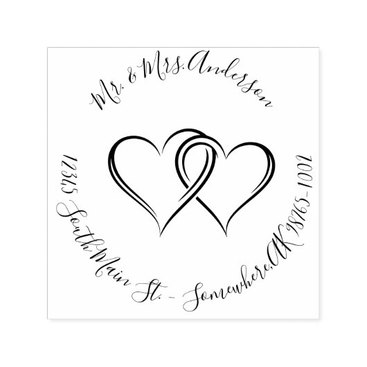 Wedding Return Adres Harten Namen Zelfinktende Stempel (Design)