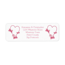 Wedding Return Adres Label Pink Hearts