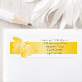 Wedding Return Adres Label Yellow Butterfly