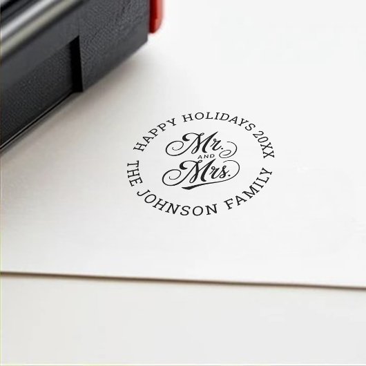 Wedding Return Adres Modern Mr & Mrs Script Zelfinktende Stempel